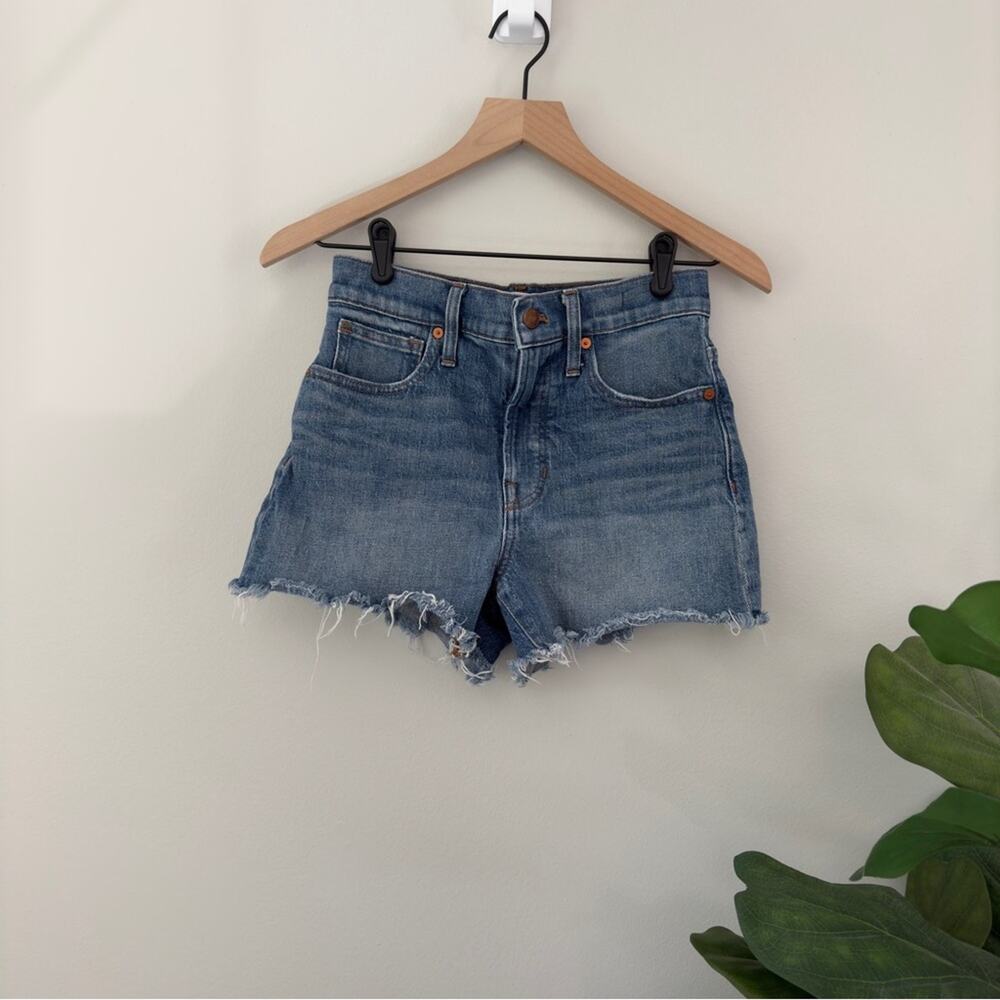 Madewell The Perfect Jean Short Medium Wash Shorts Raw Hem Cut Off Pockets Denim